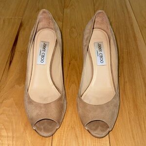 Jimmy Choo Isabel Suede Peep Toe Pumps